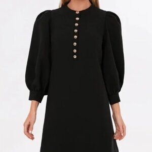 Pomander Place | NEW Samantha Puff Sleeve Academia Mini Dress in Black Size L